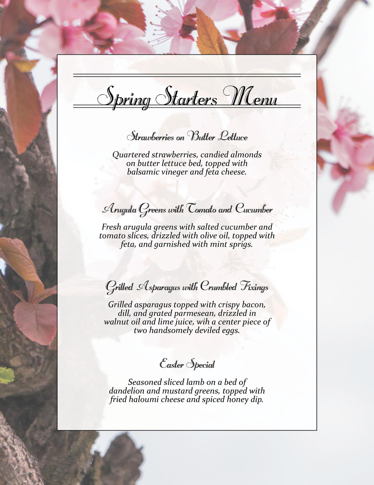 Mock Spring Menu Spring Starters Mockup Menu by AmythystMorris on DeviantArt