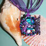 Purple and silver Mermaid fin bottle cap necklace