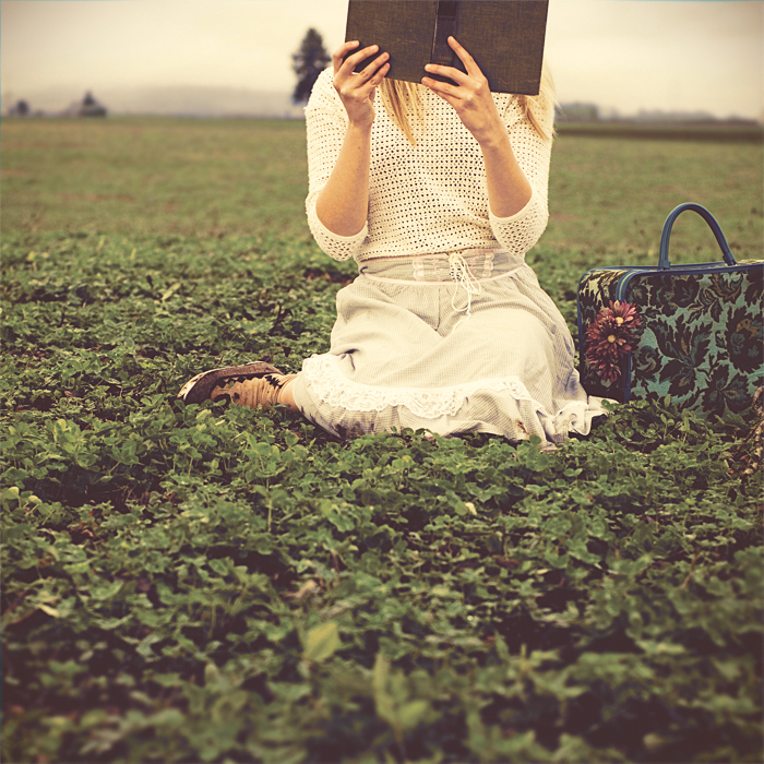 she reads in fields