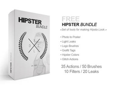 FREE HIPSTER BUNDLE: 35 Actions / 50 Brushes / ...