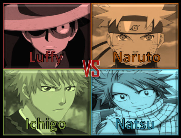 Natsu Vs Naruto Vs Luffy Vs Ichigo By Neongurl1999 On Deviantart Natsu Vs Naruto Vs Luffy Vs Ichigo By Neongurl1999 On Deviantart