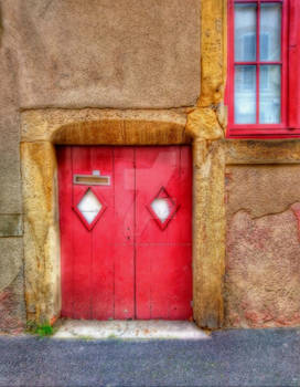 Door and red window