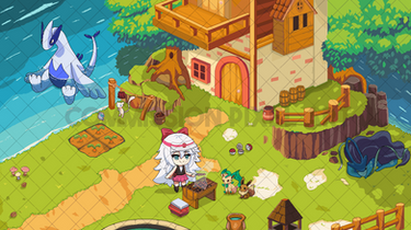 Commission Pixel Art : Ashe and Pokemon House