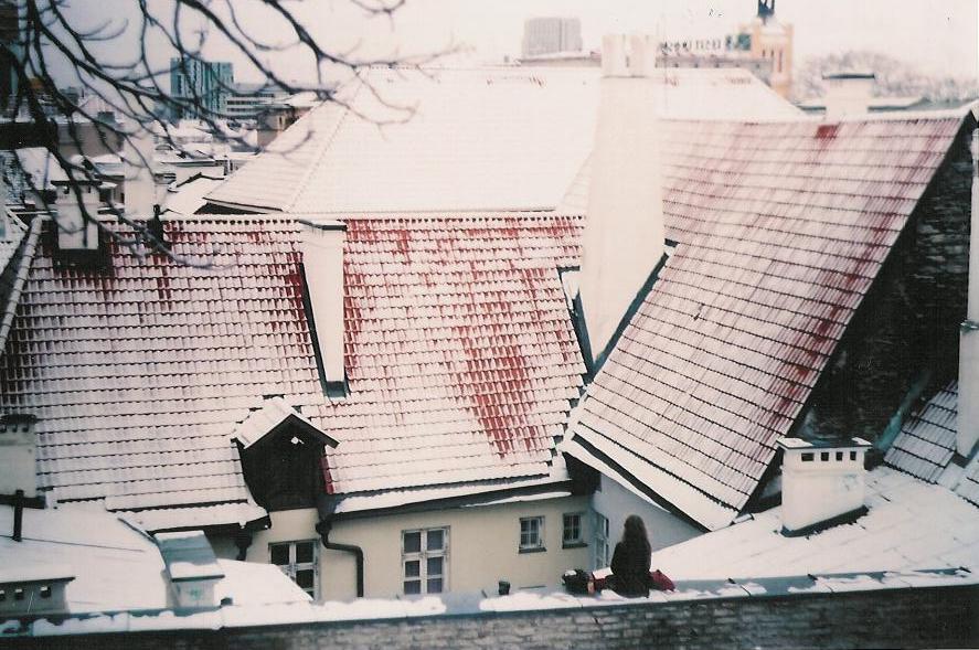 Sandra and snow on rooftops