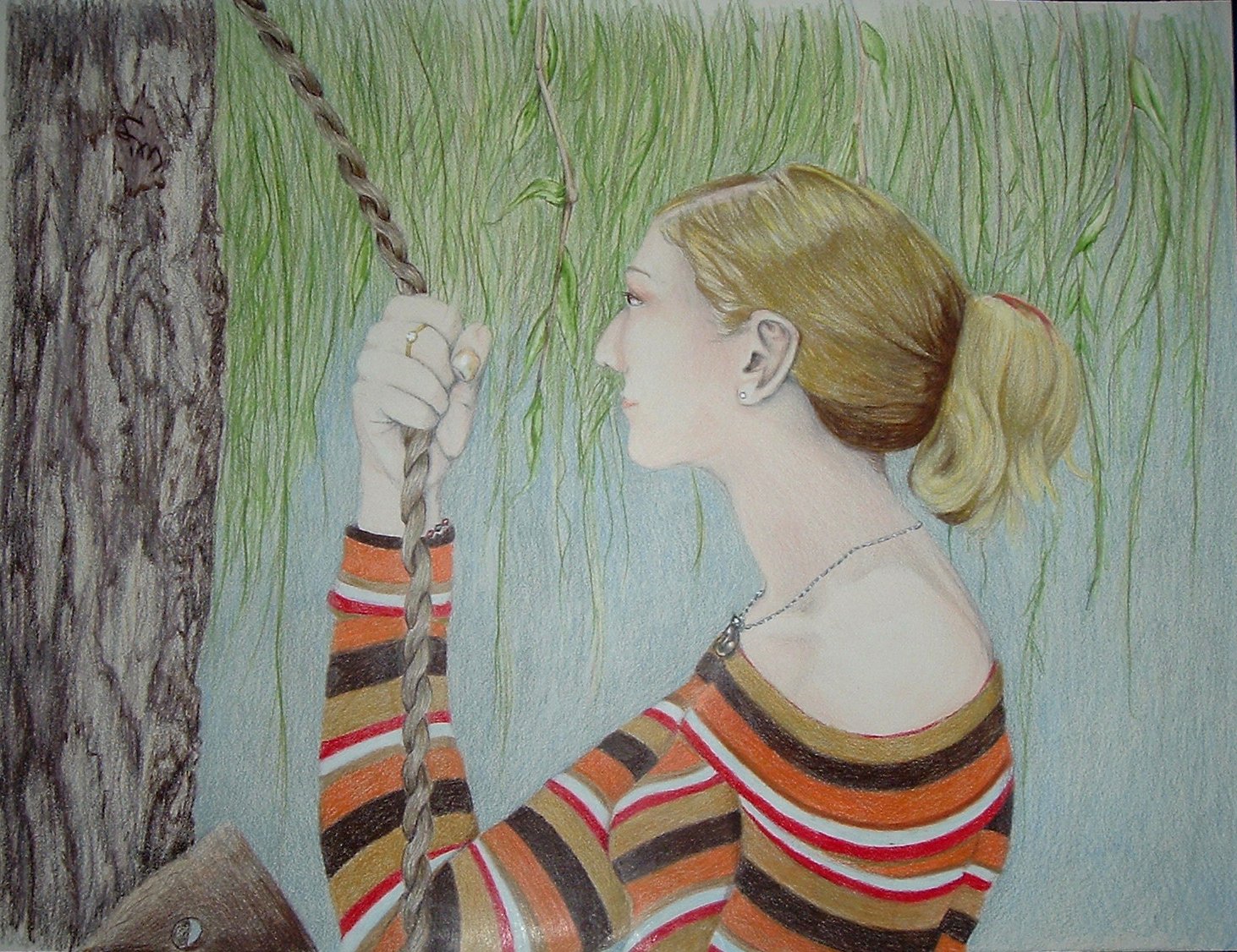 Self portrait, colored pencil