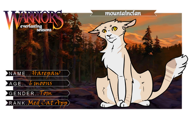 Harepaw | Medicine Cat Apprentice | Mountainclan