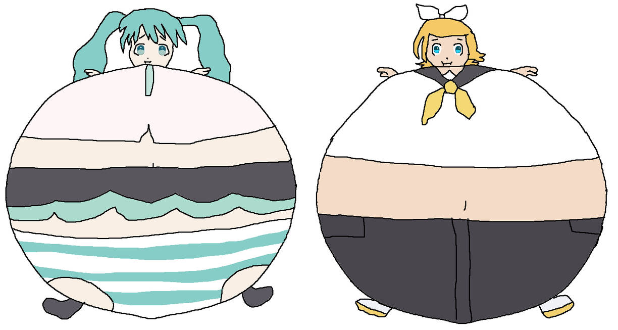 Miku and Rin inflated (Request) by ChristopherThe2ndSon on DeviantArt