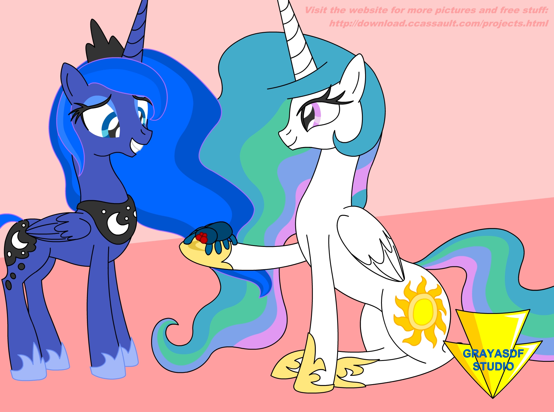 Celestia Gives Plushy To Luna (Coloured)