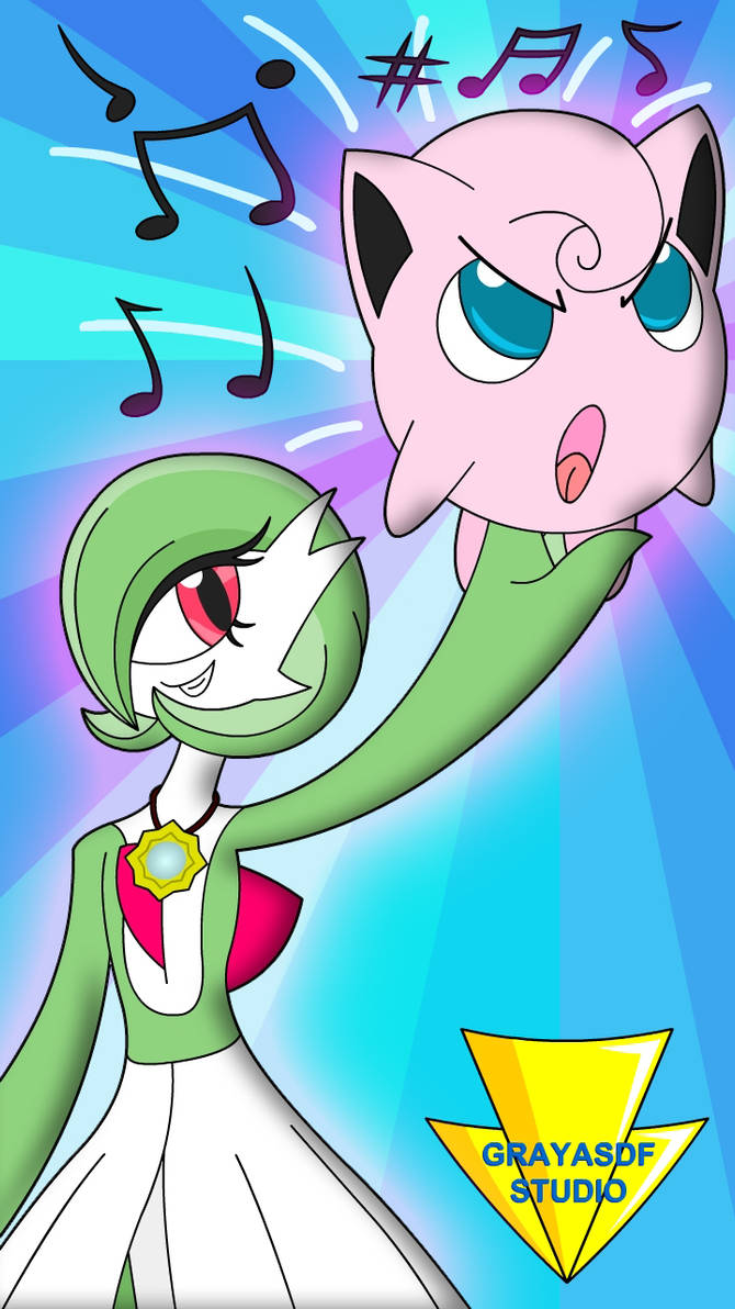 Jiggly On Gardevoir's Hand (coloured) by Imaflashdemon