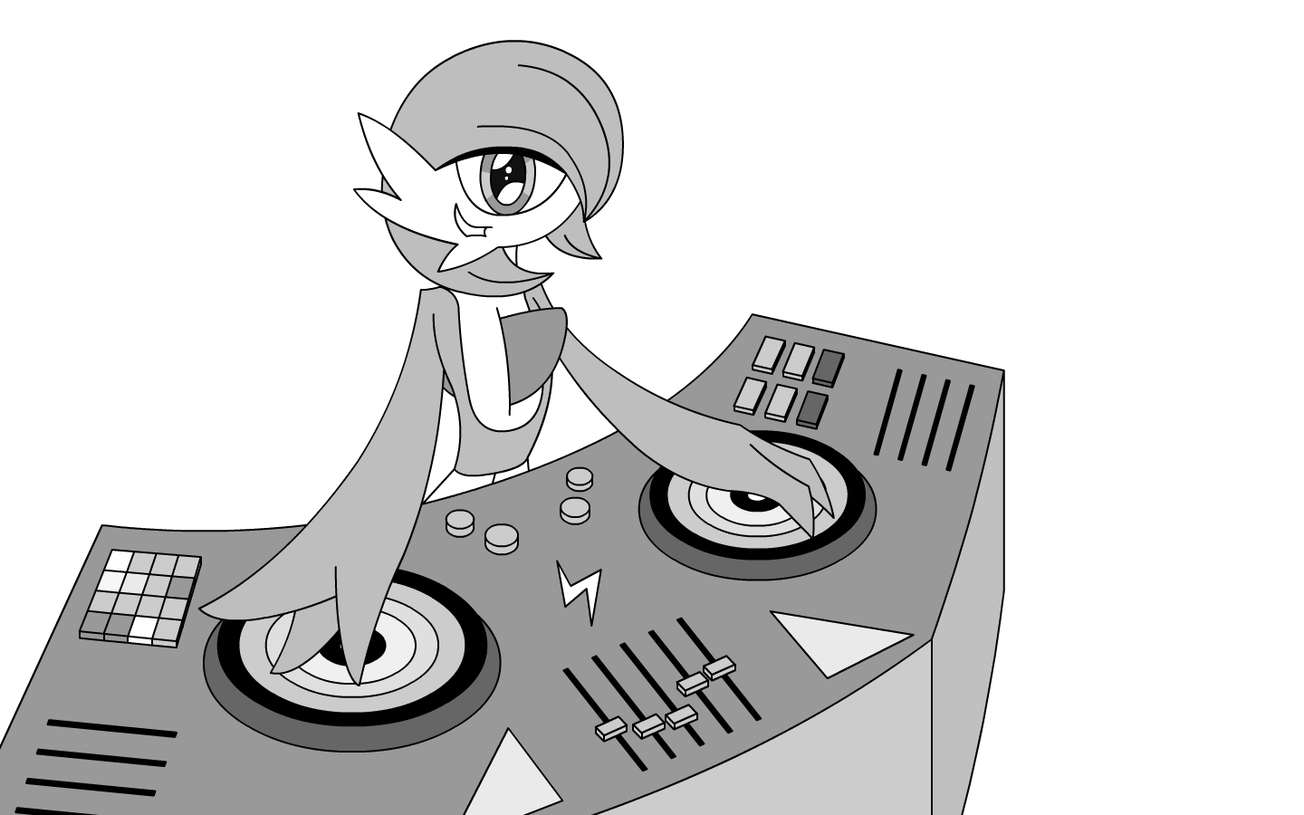 DJ Gardevoir Has A Party Tonight (sketch) by Imaflashdemon