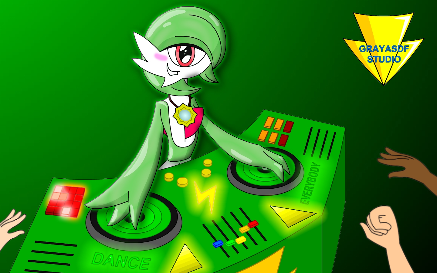 DJ Gardevoir Has A Party Tonight (coloured) by Imaflashdemon