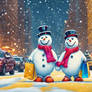 Snowmen on shopping tour