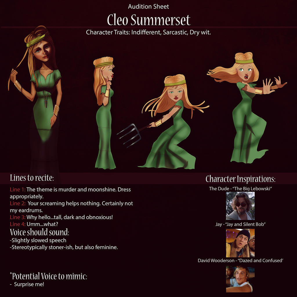 Cleo Audition Sheet by IsaiahStephens