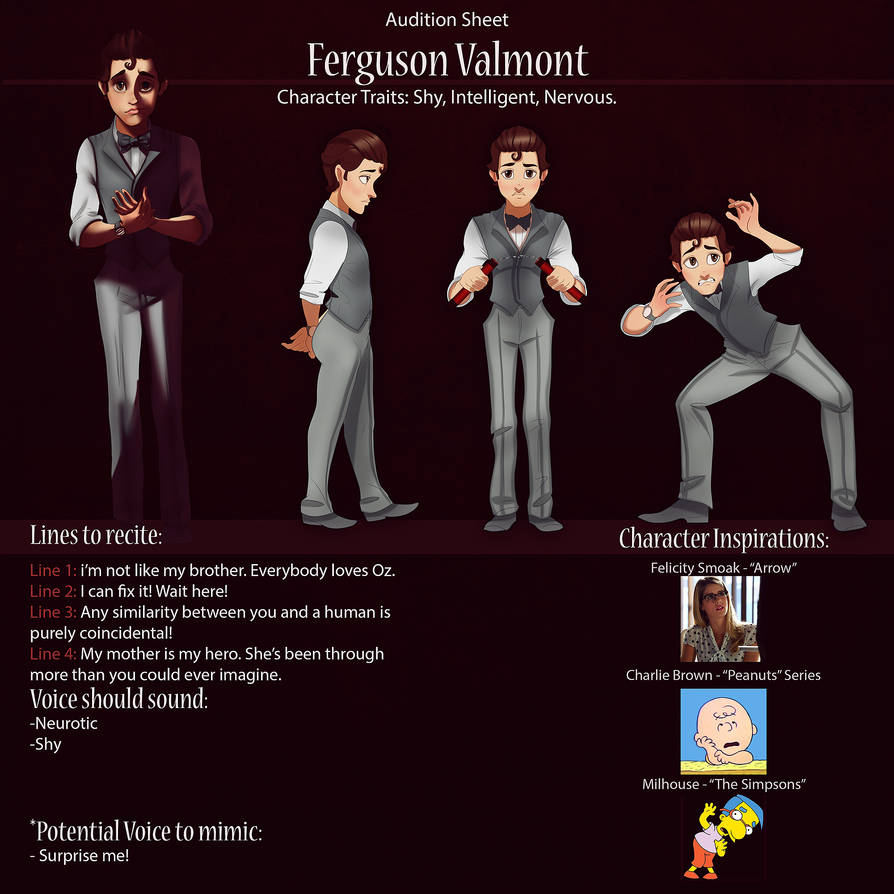 ferguson Audition Sheet by IsaiahStephens