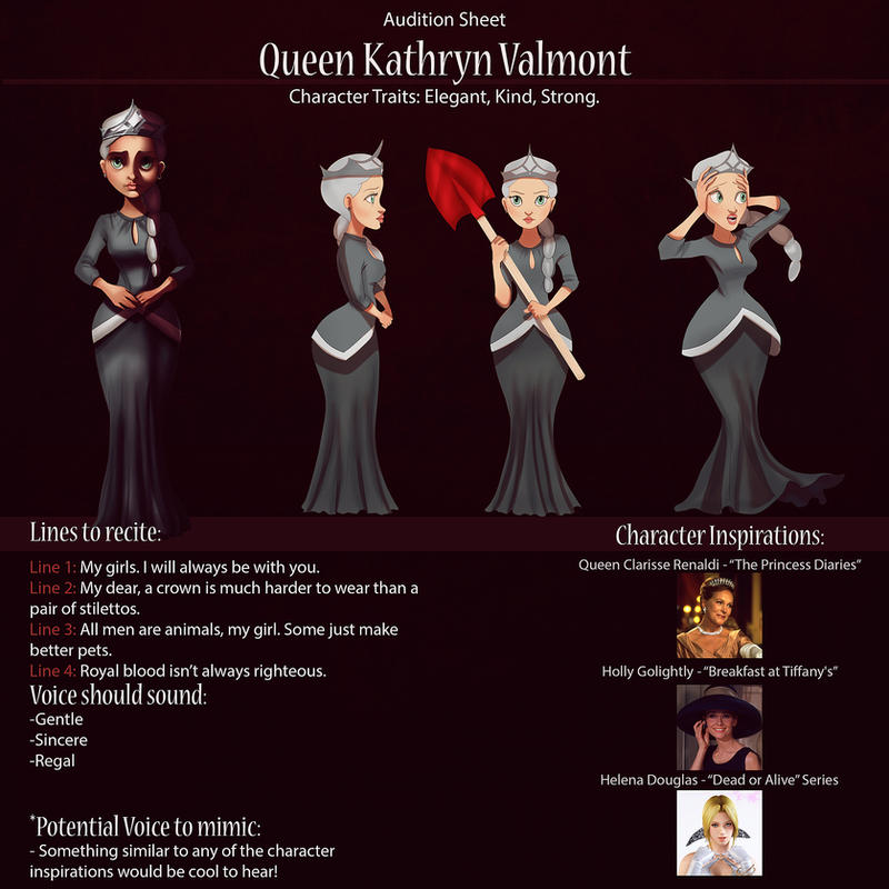 Queen Kathryn Audition Sheet by IsaiahStephens