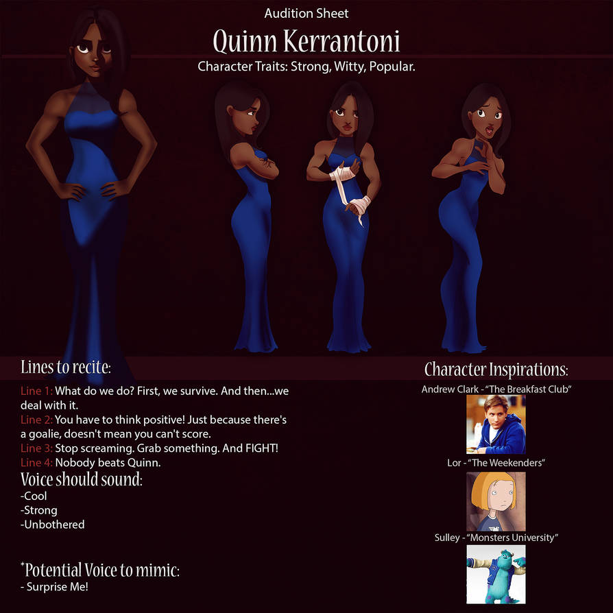 Quinn Audition Sheet by IsaiahStephens