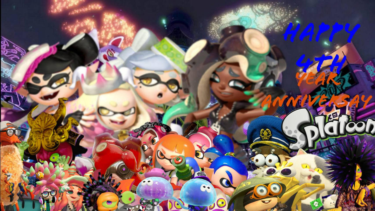 Image result for splatoon 4th anniversary fan  art