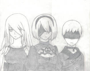 2B, 9S, and A2 Sketch