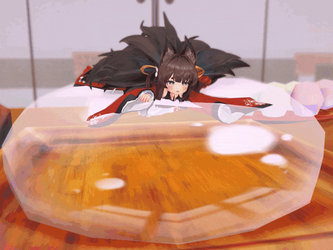 Amagi-chan struggling on raindrop cake