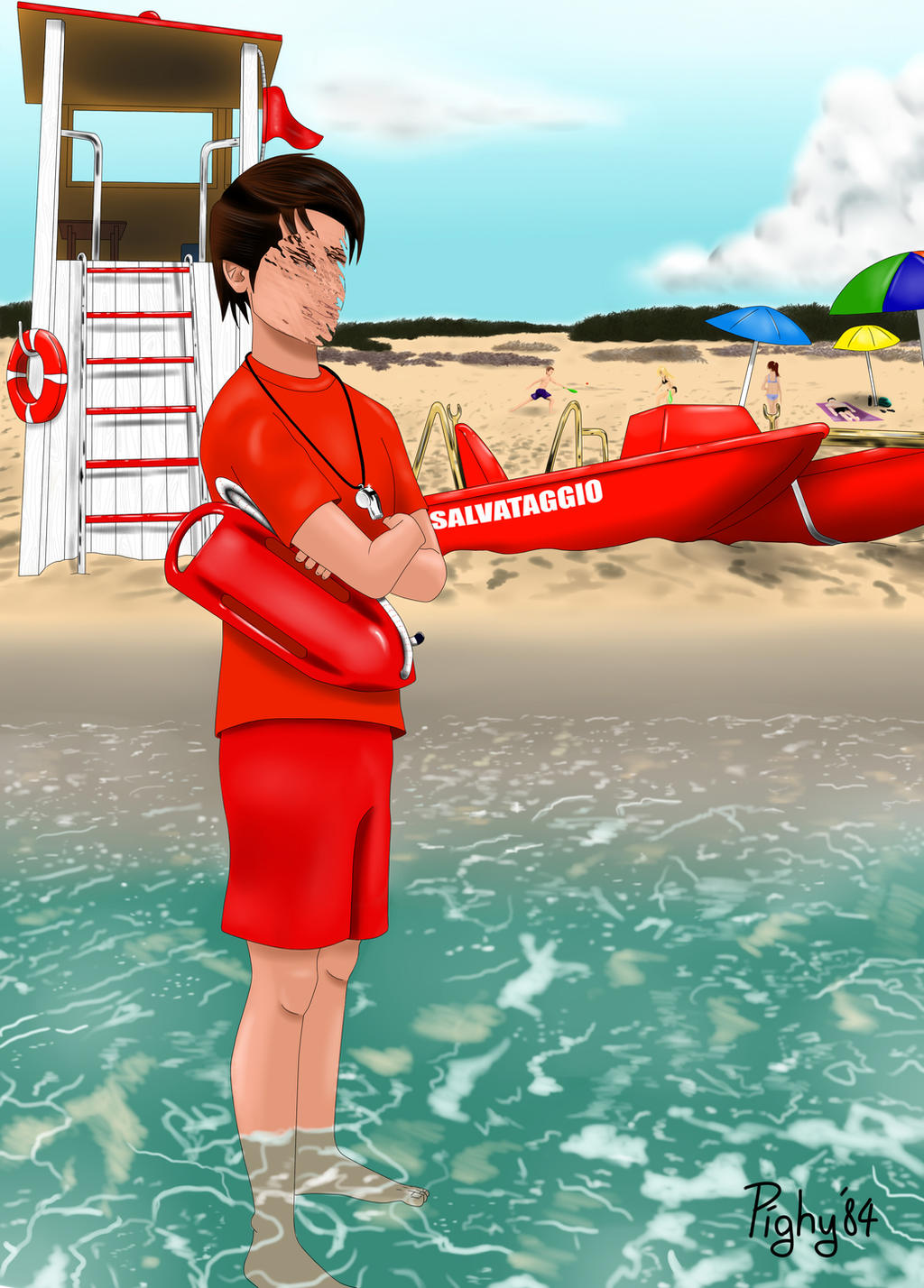 Lifeguard Meg Deviantart Lifeguard at the beach by tobito84 on DeviantArt