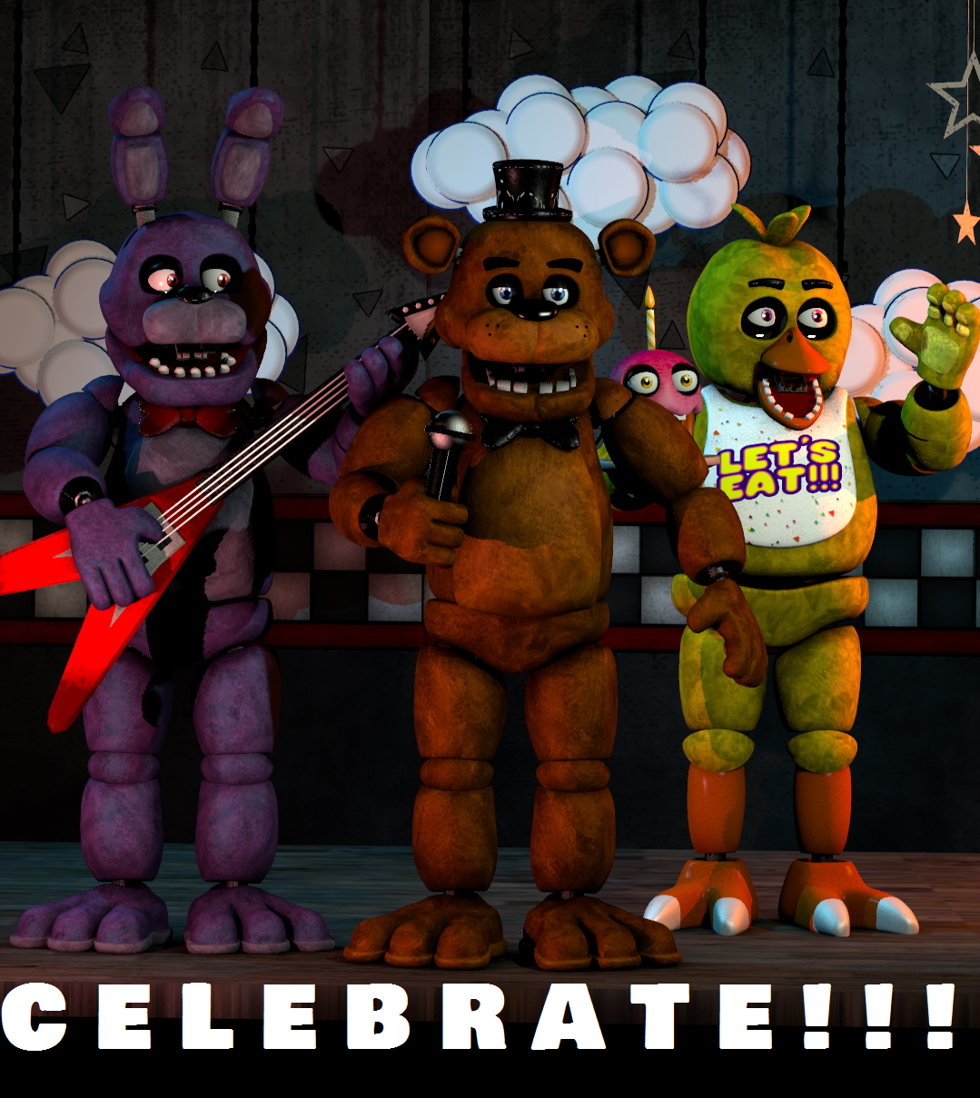 Fnaf 1 Animatronics in stage by zueiroooooooooooo on DeviantArt