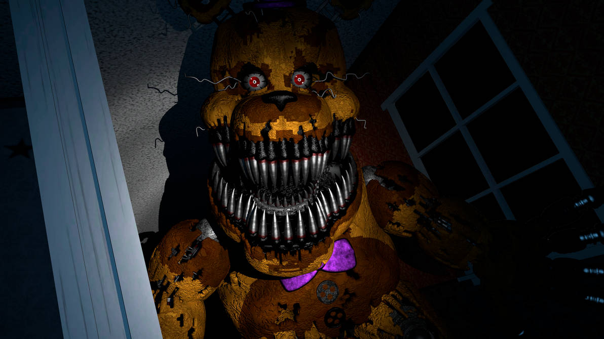 I lined up Nightmare Fredbear with one of his hallway renders and