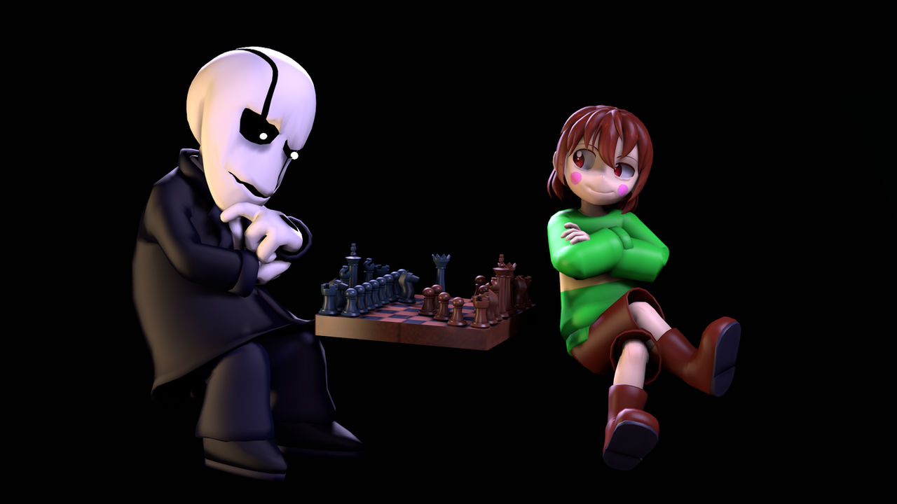 Gaster and Chara playing chess in the void by Basilisk2002 on DeviantArt