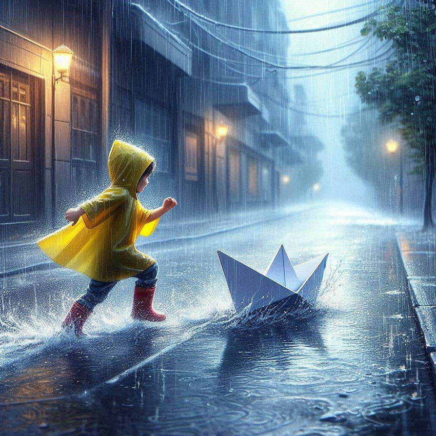 The kid and the paper boat 3 (IOPaint) by FurostNova on DeviantArt