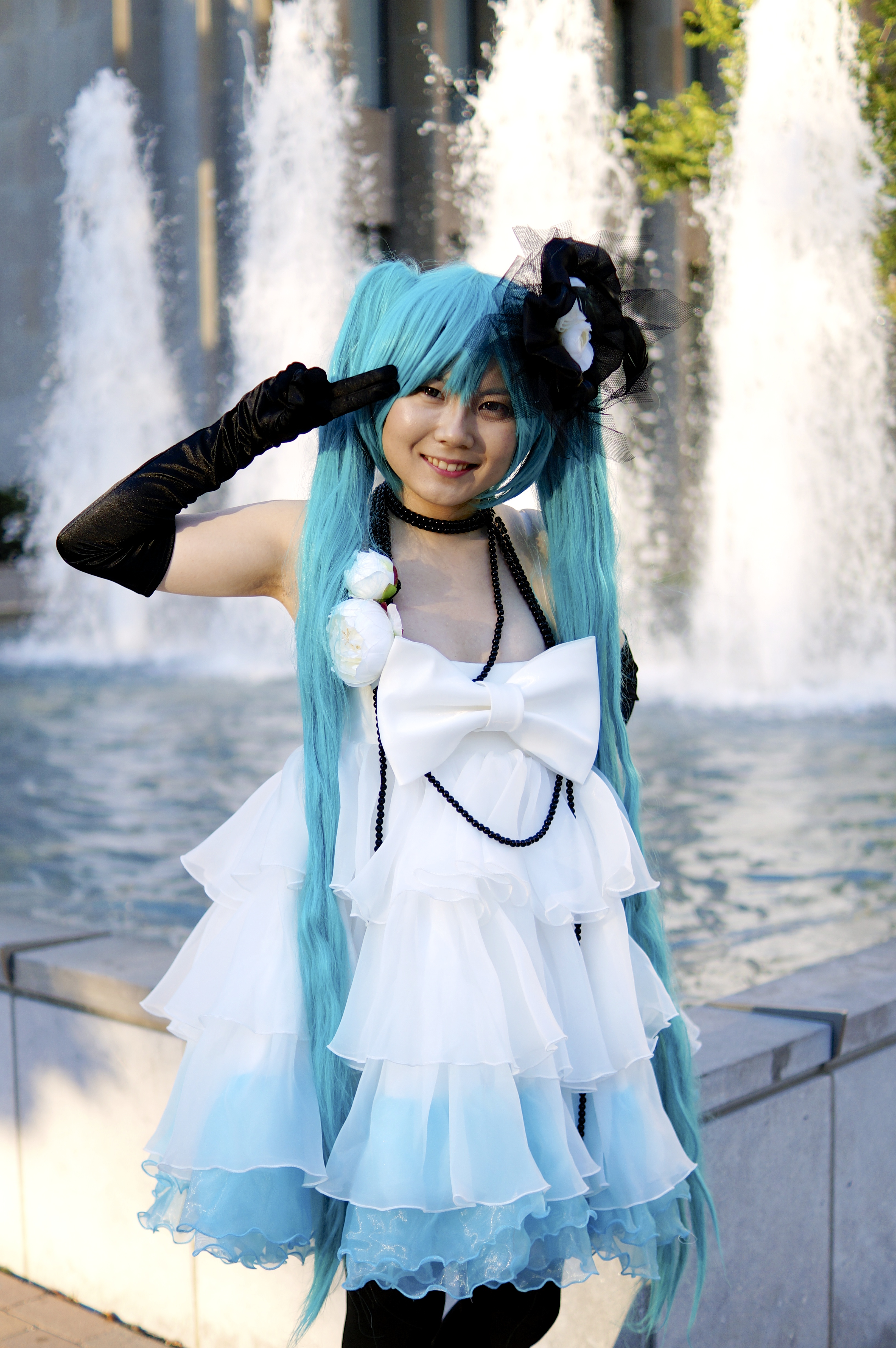 Miku Hatsune Camellia White Dress #11