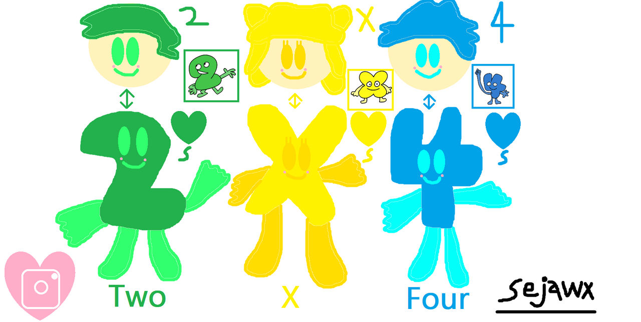BFB/BFDI-Two x X x Four(2X4)(Art) by sejawx on DeviantArt