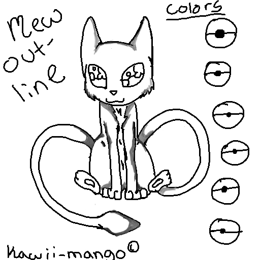 mew kitty outline