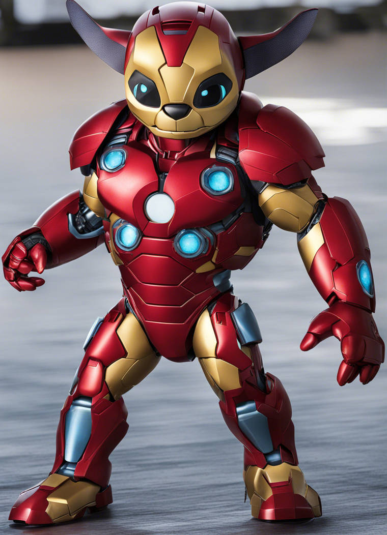 Stitch in Ultimate Ironman suit by tuxfluff on DeviantArt