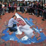 3D chalk drawing: Jaws