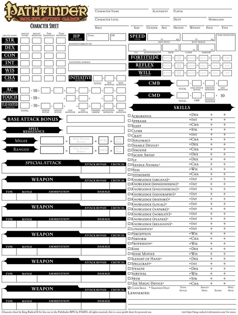 Pathfinder Sheet by King Radical #1/3 by King-Radical-II on DeviantArt