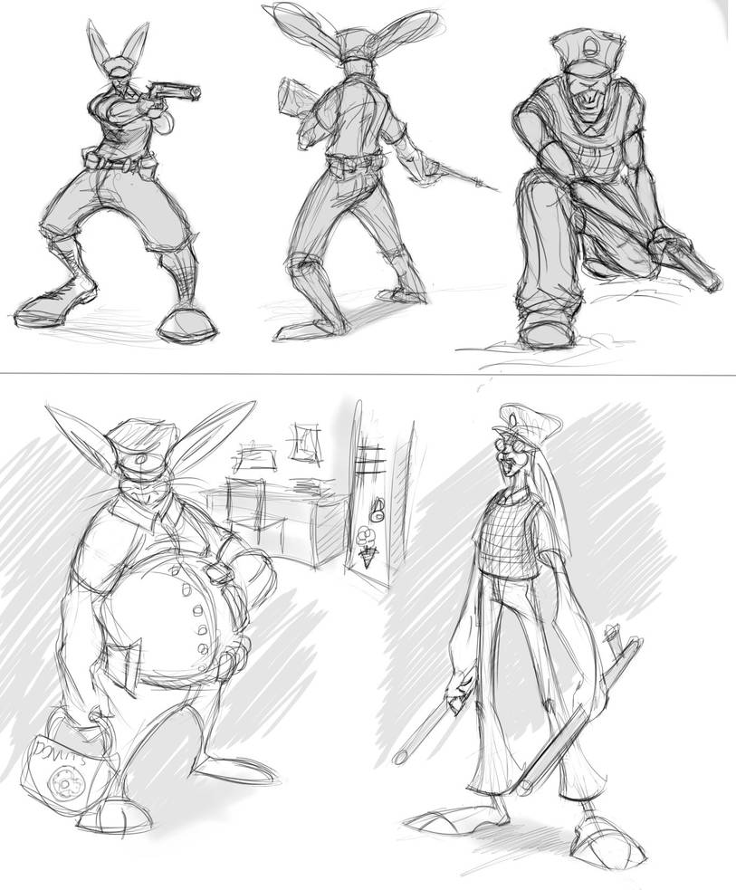 Rabbit Cop Character Designs by ArtistryFree on DeviantArt