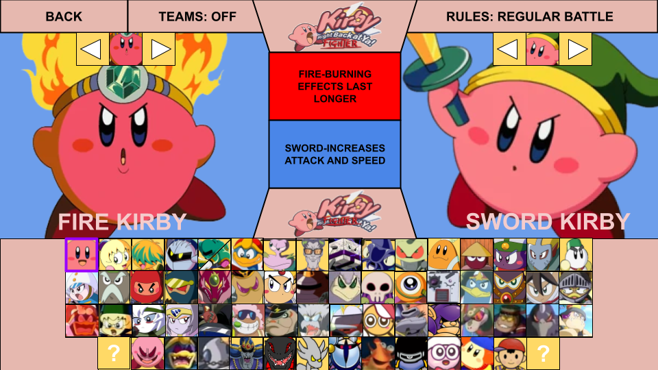 Kirby Right Back At Ya Fighters Roster (Revised) by GreninjaBoy23 on  DeviantArt