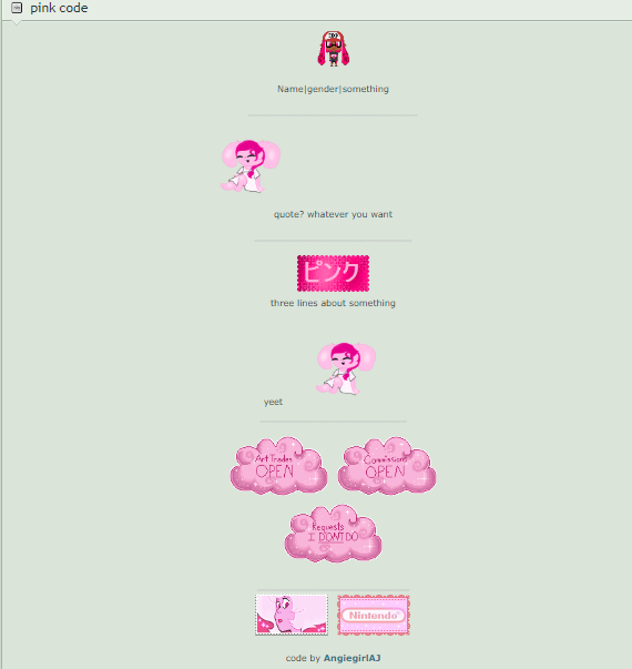 Pink profile code by Pinkchococherub on DeviantArt