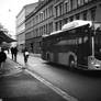 Cyclists and bus