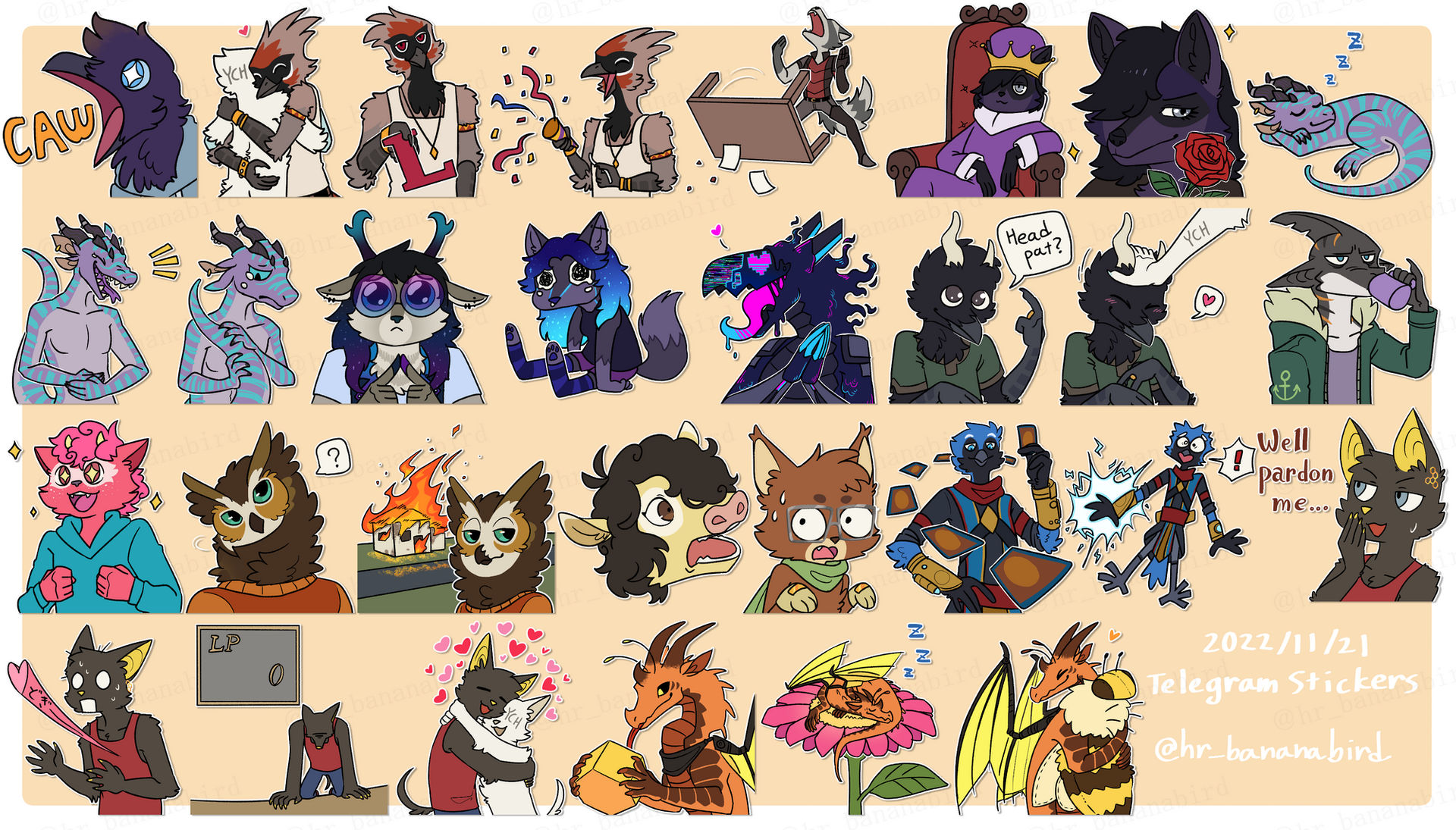 Sticker Commissions Telegram Sticker Commissions - 2022/11/21 by hr-bananabird on DeviantArt