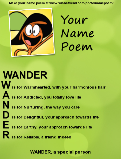 Wander name poem