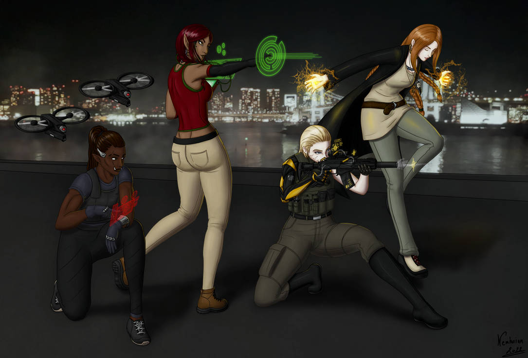Shadow Running Deviantart Shadowrun : A team of shadowrunners by Nemhainn on DeviantArt