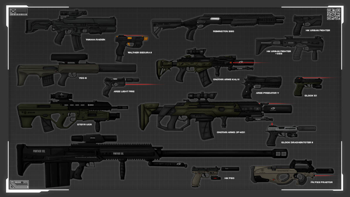Shadowrun weapons 01 by Nemhainn on DeviantArt