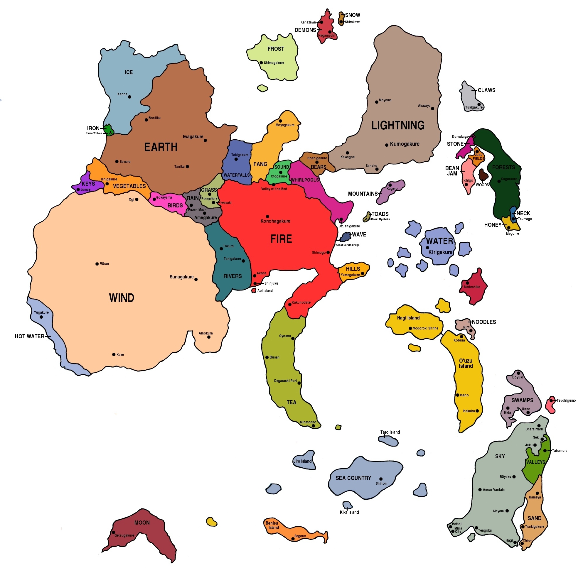 Elemental Nations Geographical Map by xShadowRebirthx on DeviantArt