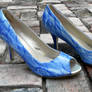 Blue Marble Peep Toe Pumps