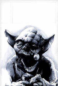 Zombie Yoda grayscale