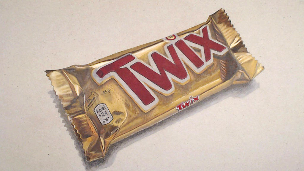Twix bar colored pencil drawing,final result by draw2night on DeviantArt