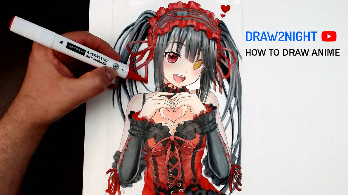 Tokisaki Kurumi Anime Drawing Tutorial,You Tube by draw2night on DeviantArt
