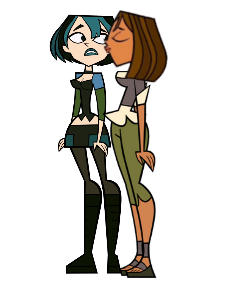 Courtney Cheek-kissing a Confused Gwen by AutisticCartoonFan on DeviantArt