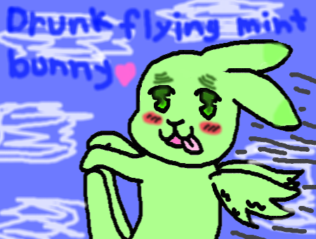 cute flying mint bunny