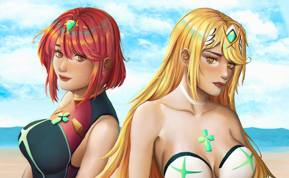 Swimsuit Pyra and Mythra - Xenoblade Chronicles 2